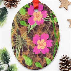 Jungle Floral Oval Ornament (two Sides)