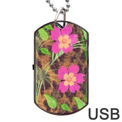 Jungle Floral Dog Tag Usb Flash (two Sides) by PollyParadise