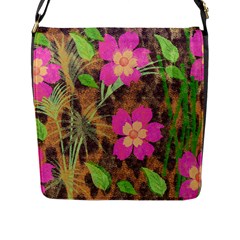 Jungle Floral Flap Closure Messenger Bag (l) by PollyParadise