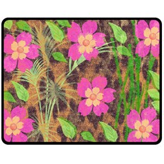 Jungle Floral Double Sided Fleece Blanket (medium)  by PollyParadise