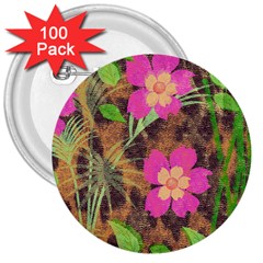 Jungle Floral 3  Buttons (100 Pack) 