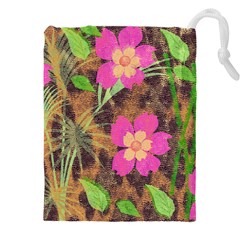 Jungle Floral Drawstring Pouch (4xl) by PollyParadise