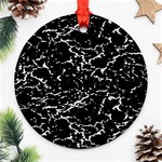 Black And White Grunge Abstract Print Ornament (Round) Front