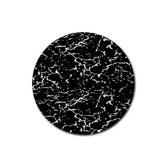 Black And White Grunge Abstract Print Rubber Coaster (round)  by dflcprintsclothing