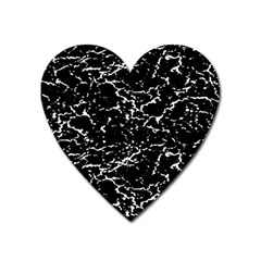 Black And White Grunge Abstract Print Heart Magnet by dflcprintsclothing