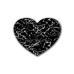 Black And White Grunge Abstract Print Rubber Coaster (heart)  by dflcprintsclothing