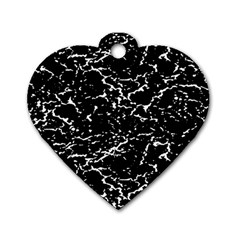 Black And White Grunge Abstract Print Dog Tag Heart (one Side)