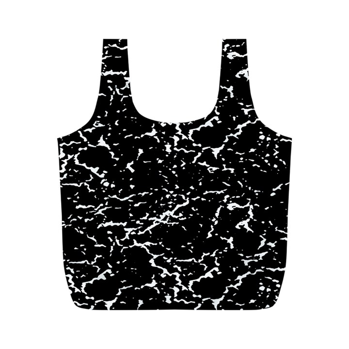 Black And White Grunge Abstract Print Full Print Recycle Bag (M)