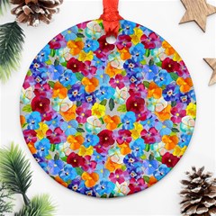 Pansies  Watercolor Flowers Ornament (round) by SychEva