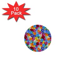 Pansies  Watercolor Flowers 1  Mini Buttons (10 Pack)  by SychEva