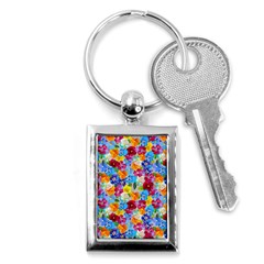 Pansies  Watercolor Flowers Key Chain (rectangle) by SychEva