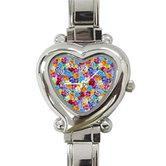 Pansies  Watercolor Flowers Heart Italian Charm Watch by SychEva