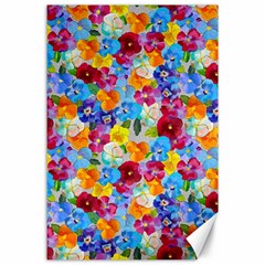 Pansies  Watercolor Flowers Canvas 24  X 36  by SychEva