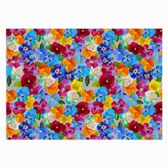 Pansies  Watercolor Flowers Large Glasses Cloth by SychEva