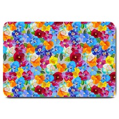 Pansies  Watercolor Flowers Large Doormat  by SychEva