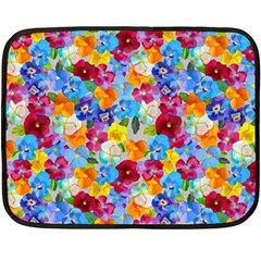 Pansies  Watercolor Flowers Fleece Blanket (mini) by SychEva