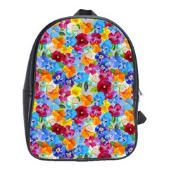 Pansies  Watercolor Flowers School Bag (large) by SychEva