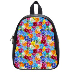 Pansies  Watercolor Flowers School Bag (small) by SychEva