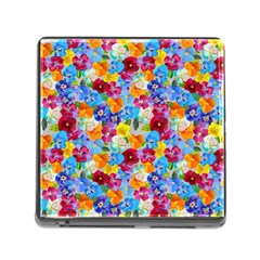 Pansies  Watercolor Flowers Memory Card Reader (square 5 Slot) by SychEva