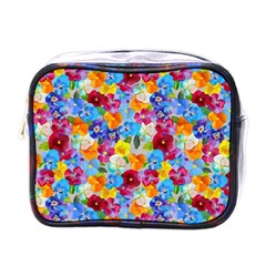 Pansies  Watercolor Flowers Mini Toiletries Bag (one Side) by SychEva