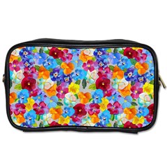 Pansies  Watercolor Flowers Toiletries Bag (one Side) by SychEva