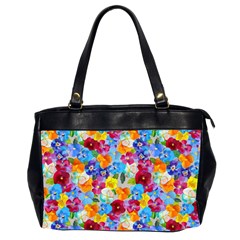 Pansies  Watercolor Flowers Oversize Office Handbag (2 Sides) by SychEva