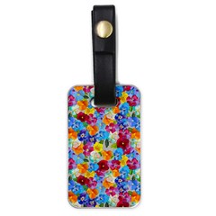 Pansies  Watercolor Flowers Luggage Tag (one Side) by SychEva