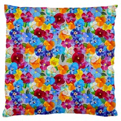 Pansies  Watercolor Flowers Large Cushion Case (one Side) by SychEva