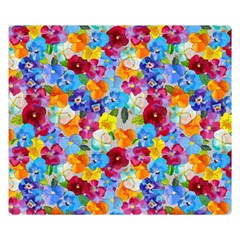 Pansies  Watercolor Flowers Double Sided Flano Blanket (small)  by SychEva