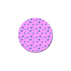 Blue Butterflies At Pastel Pink Color Background Golf Ball Marker by Casemiro