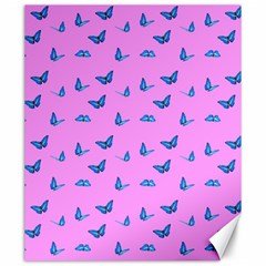 Blue Butterflies At Pastel Pink Color Background Canvas 20  X 24  by Casemiro