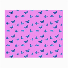 Blue Butterflies At Pastel Pink Color Background Small Glasses Cloth (2 Sides) by Casemiro