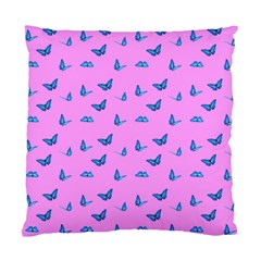 Blue Butterflies At Pastel Pink Color Background Standard Cushion Case (two Sides) by Casemiro