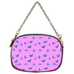 Blue Butterflies At Pastel Pink Color Background Chain Purse (two Sides) by Casemiro