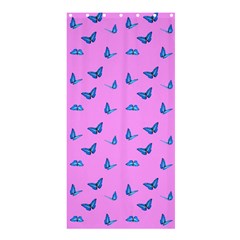 Blue Butterflies At Pastel Pink Color Background Shower Curtain 36  X 72  (stall)  by Casemiro