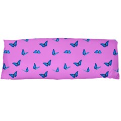 Blue Butterflies At Pastel Pink Color Background Body Pillow Case (dakimakura) by Casemiro