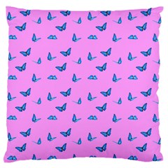 Blue Butterflies At Pastel Pink Color Background Standard Flano Cushion Case (two Sides) by Casemiro