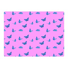 Blue Butterflies At Pastel Pink Color Background Double Sided Flano Blanket (mini)  by Casemiro