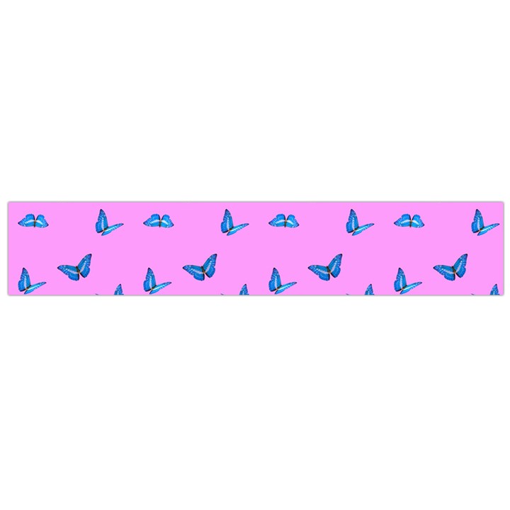 Blue butterflies at pastel pink color background Large Flano Scarf 