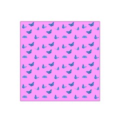 Blue Butterflies At Pastel Pink Color Background Satin Bandana Scarf by Casemiro