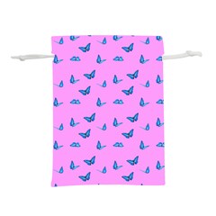 Blue Butterflies At Pastel Pink Color Background Lightweight Drawstring Pouch (s) by Casemiro