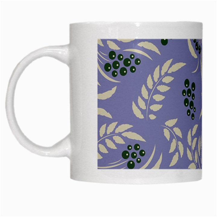 Folk floral pattern. Abstract flowers surface design. Seamless pattern White Mugs