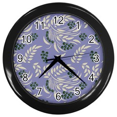 Folk Floral Pattern  Abstract Flowers Surface Design  Seamless Pattern Wall Clock (black) by Eskimos