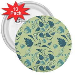 Folk Floral Pattern  Abstract Flowers Surface Design  Seamless Pattern 3  Buttons (10 Pack)  by Eskimos