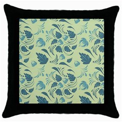 Folk Floral Pattern  Abstract Flowers Surface Design  Seamless Pattern Throw Pillow Case (black) by Eskimos