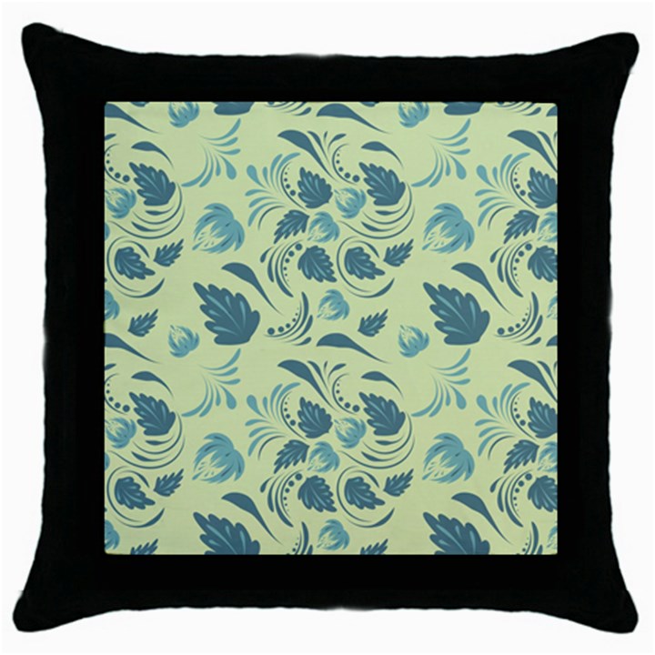 Folk floral pattern. Abstract flowers surface design. Seamless pattern Throw Pillow Case (Black)