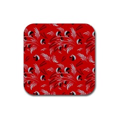 Folk Floral Pattern  Abstract Flowers Surface Design  Seamless Pattern Rubber Coaster (square)  by Eskimos