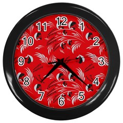 Folk Floral Pattern  Abstract Flowers Surface Design  Seamless Pattern Wall Clock (black) by Eskimos