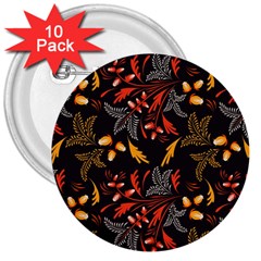 Folk Floral Pattern  Abstract Flowers Surface Design  Seamless Pattern 3  Buttons (10 Pack)  by Eskimos