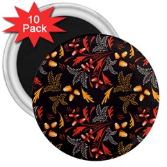 Folk Floral Pattern  Abstract Flowers Surface Design  Seamless Pattern 3  Magnets (10 Pack)  by Eskimos